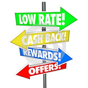 Low Rate Cash Back Rewards Offer Arrow Signs Best Credit Card De