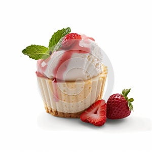 Low-res Caninecore Cupcake With Sliced Strawberries And Ice Cream photo