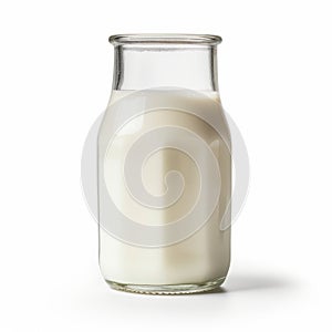 Low Resolution Glass Bottle Of Milk On White Background