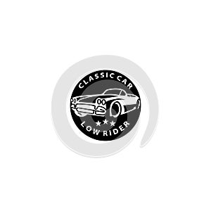 low rider vintage car badge vector logo design