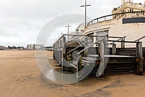 Low sand level caused by the high tide