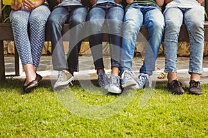 Low section of children in row at park