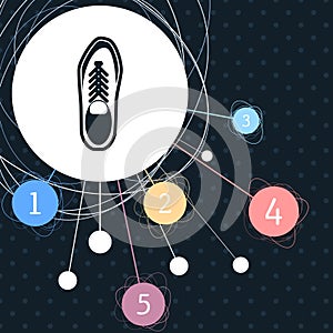 Low shoe icon with the background to the point and infographic style.