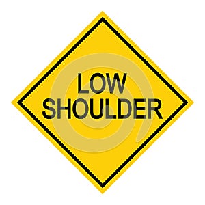 Low shoulder Road danger car icon, traffic street caution sign, roadsign vector illustration, warning vehicle