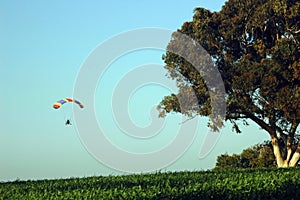 Low skydiving with motor parachute