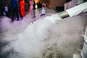 Low smoke effect at the wedding reception. Party entertainment