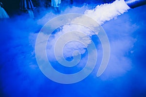 Low smoke effect at the wedding reception. Party entertainment