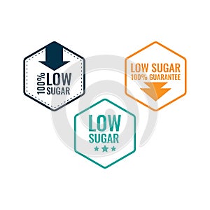 Low sugar Set of vector stickers for product packag