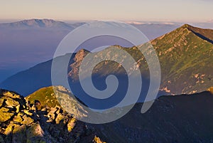 Nízké Tatry z Hladkého štítu ve Vysokých Tatrách