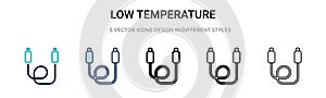 Low temperature icon in filled, thin line, outline and stroke style. Vector illustration of two colored and black low temperature