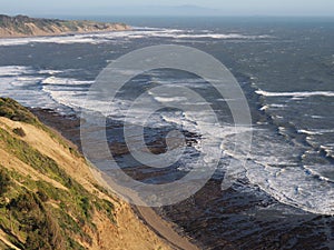 Low tide along Pacific Coast in Marin County, California