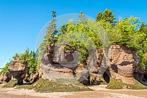 Low tide in Bay of Fundy with fascinating rock formations - Canada