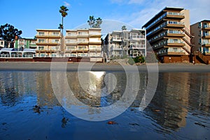 Low tide beach front at Sleepy Hollow, Laguna Beach, California.