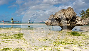 Low tide at Boracay island White Beach of Phils