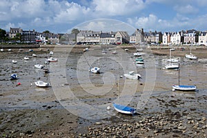 Low tide in a european french port bretagne