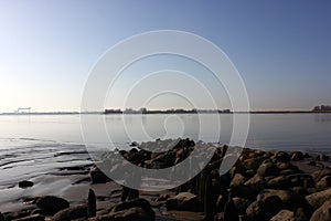 Low Tide at the river Elbe, Hamburg