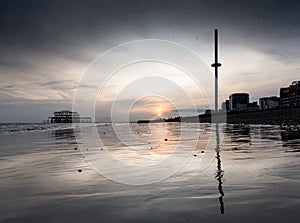 Low tide at sunset