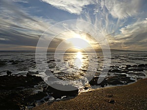 Low tide at sunset