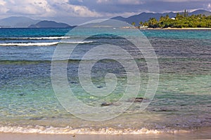 Low tide at sunset on Lindquist Beach on St Thomas island, USVI.