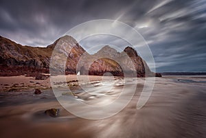 Low tide at Three Cliffs Bay