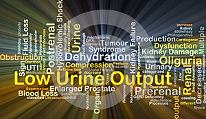 Low urine output background concept glowing