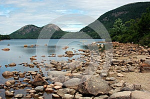 Low view of a rocky shoreline