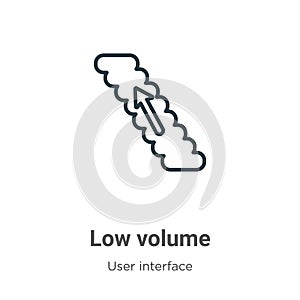 Low volume outline vector icon. Thin line black low volume icon, flat vector simple element illustration from editable user