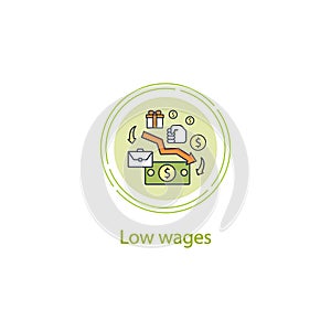Low wages concept line icon