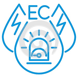 Low Water Electrical Conductivity icon with alarm siren and risk scale