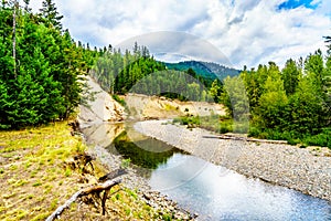 Low water levels in the Coldwater River Salmon Habitat of Brookmere in BC, Canada