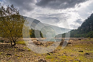 Low water at Thirlmere with Helvellyn