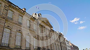 Low wide angle view of EU European Union official flag symbol