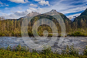 Lowe river and Chugach mountains in Alaska