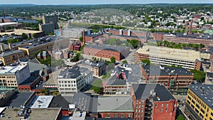 Lowell downtown aerial view, Lowell MA, USA