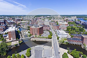 Lowell downtown aerial view, Massachusetts, USA