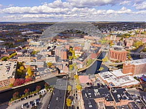 Lowell downtown aerial view, Massachusetts, USA