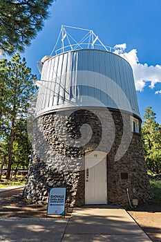 FLAGSTAFF, ARIZONA - SEPTEMBER 1, 2022: The Pluto desicovering telescope at Lowell Observatory on Mars Hill in Flagstaff