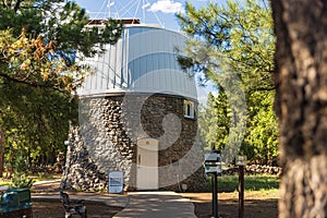 FLAGSTAFF, ARIZONA - SEPTEMBER 1, 2022: The Pluto desicovering telescope at Lowell Observatory on Mars Hill in Flagstaff