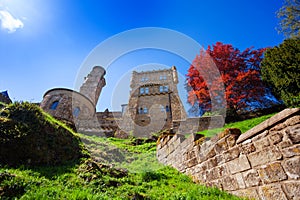 Lowenburg Lion castle in Bergpark at early spring