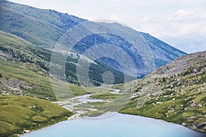 Lower Akchan lake. Altai landscape