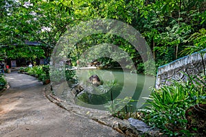 The lower area of Beautiful Namuang Waterfall during the rainy season in Koh Samui