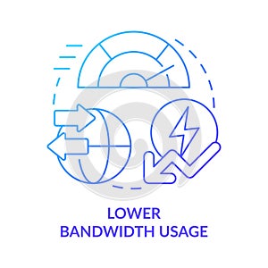 Lower bandwidth usage blue gradient concept icon