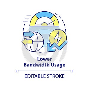 Lower bandwidth usage concept icon