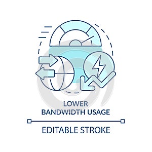 Lower bandwidth usage turquoise concept icon