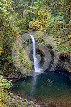 Lower Butte Creek Falls Plunging into a Pool autumn season