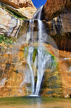 Lower Calf Creek Falls Waterfall colorful views from the hiking trail Grand Staircase Escalante National Monument between Boulder