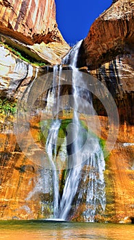 Lower Calf Creek Falls Waterfall colorful views from the hiking trail Grand Staircase Escalante National Monument between Boulder