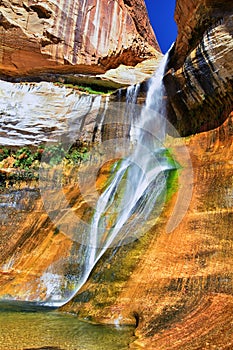 Lower Calf Creek Falls Waterfall colorful views from the hiking trail Grand Staircase Escalante National Monument between Boulder