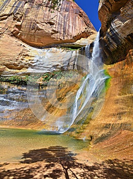 Lower Calf Creek Falls Waterfall colorful views from the hiking trail Grand Staircase Escalante National Monument between Boulder