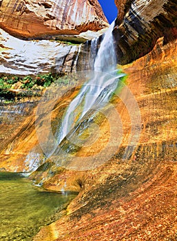 Lower Calf Creek Falls Waterfall colorful views from the hiking trail Grand Staircase Escalante National Monument between Boulder